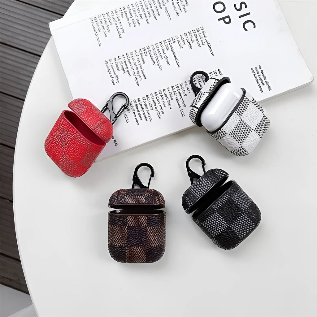 Lattice pattern plastic hard shell cover for AirPods 2nd generation case in multiple colour options.