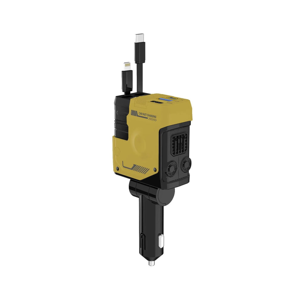 Car charger fast charging retractable four-in-one cigarette lighter with digital display in black