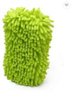 Silver green microfiber chenille car wash sponge for cleaning vehicle interiors and exteriors