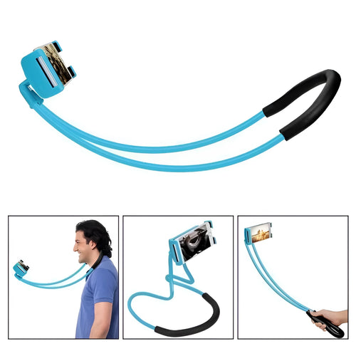 White plastic and foam 360-degree rotatable universal phone holder on a table.