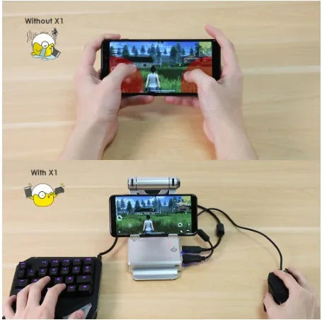 GameSir-X1 Eat Chicken Throne mobile game controller in gold or silvery colour