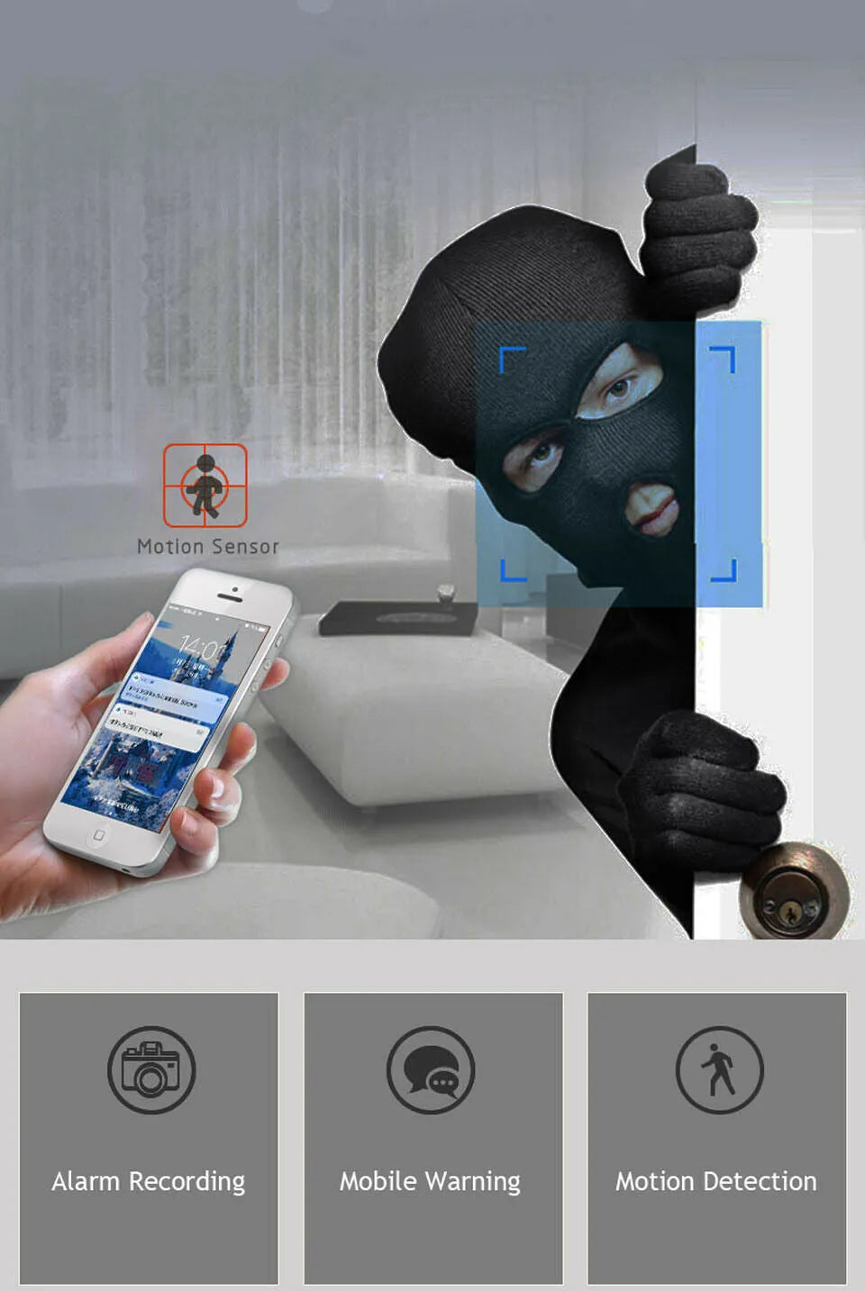 White WiFi wireless CCTV IP camera with HD 1080P night vision and 355° pan tilt for indoor home security