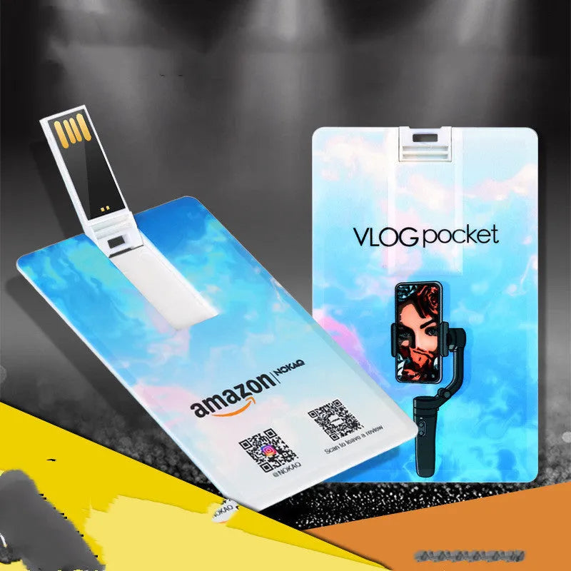 Custom logo USB 2.0 flash drive business card style plastic shell memory stick