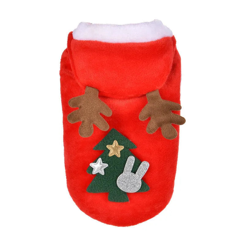 Christmas pet costume in fleece and cotton, available in multiple styles and sizes for small dogs and cats