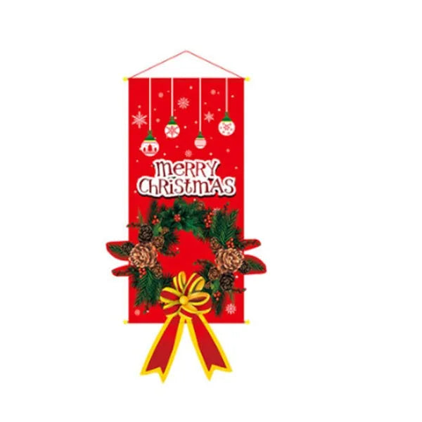 Christmas cloth poster featuring Santa Claus design, measuring 115x40cm, for window decoration