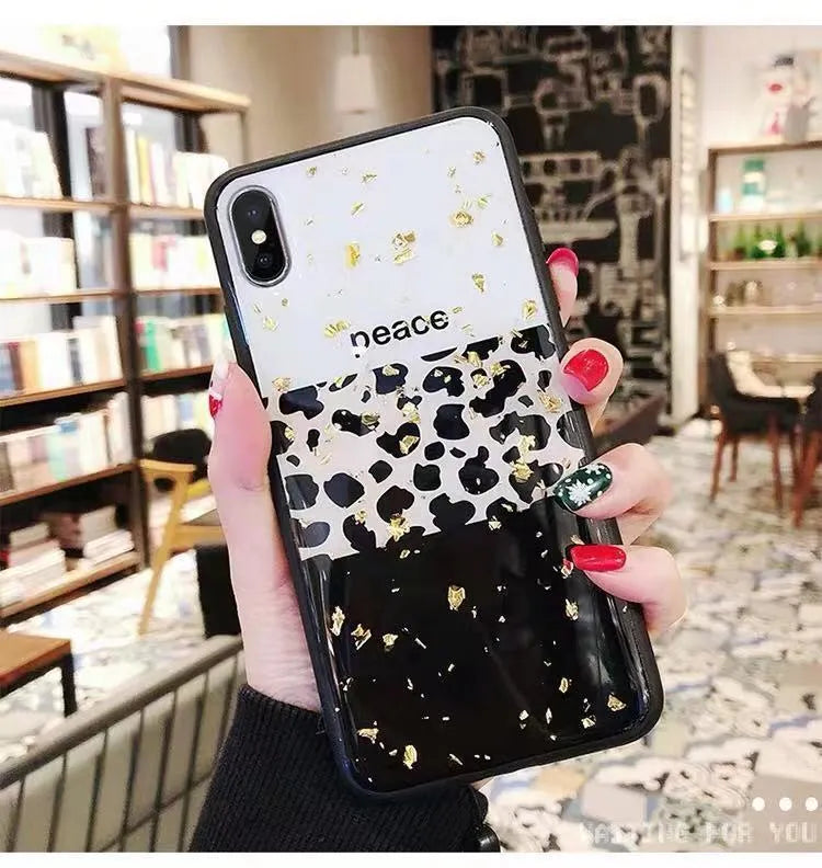 Leopard print TPU phone case back cover for iPhone and Samsung Galaxy models full colour design
