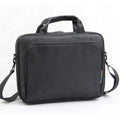 Black one-shoulder nylon computer bag with water repellent finish and hidden non-slip strap for 14-inch laptops