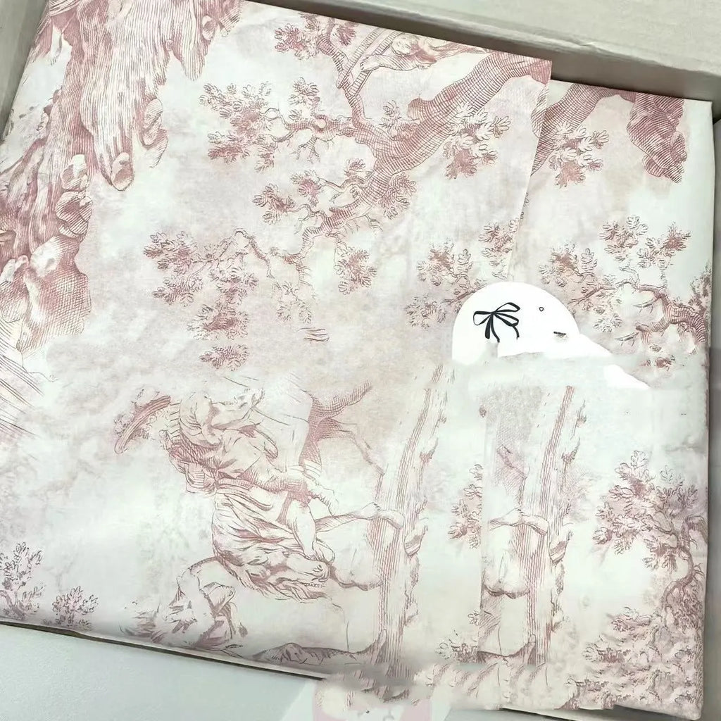 French romantic style decorative tissue paper in pink purple and green purple colours measuring 50x70cm