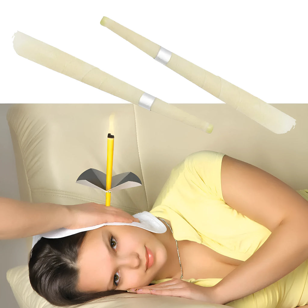 Natural beeswax ear candle 23.5cm with conical design for ear wax removal and aromatherapy.