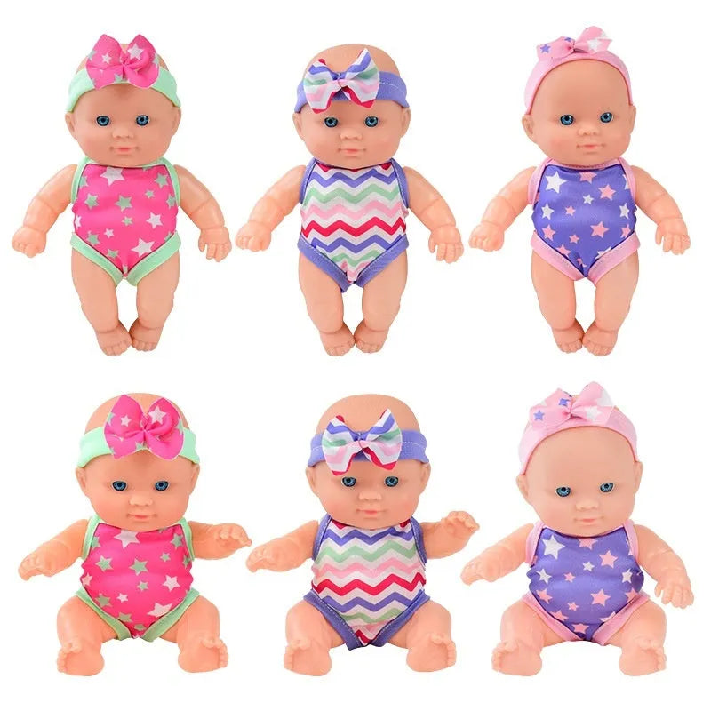 Simulation baby vinyl figurine doll in colour box packaging, 21.5cm tall, realistic design