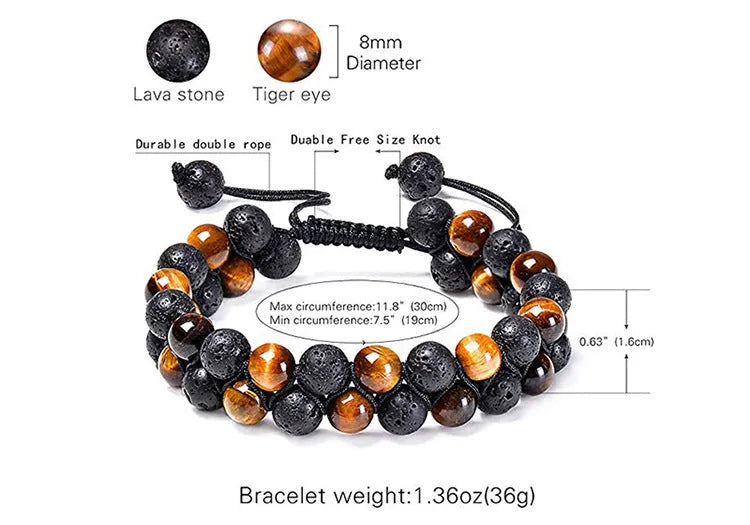 Matte black agate couple bracelets with geometric beads in individually packaged presentation