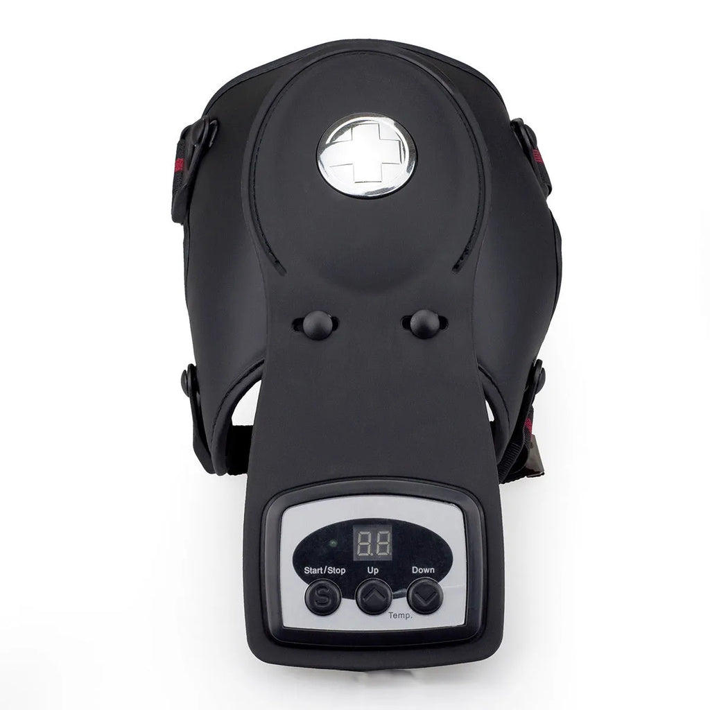 Infrared knee massager with adjustable temperature control and shoulder pads