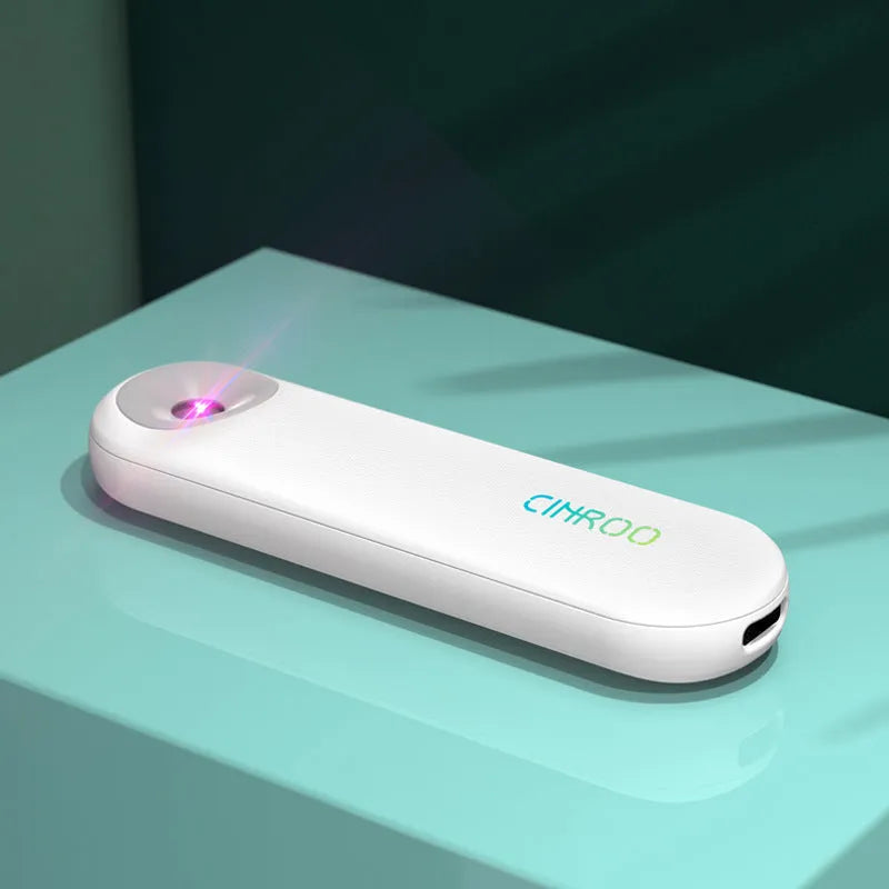 White portable UV sterilizer lamp with compact design for travel disinfection