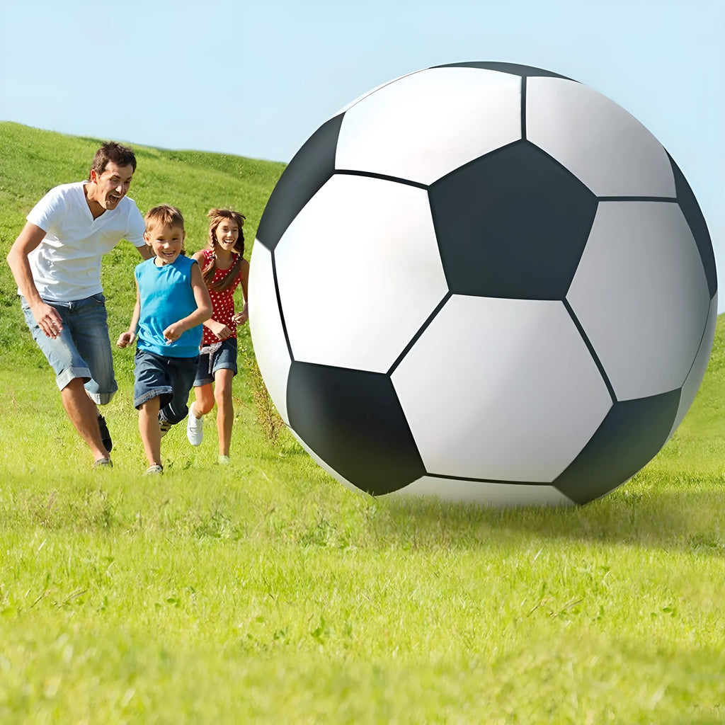 150cm oversized PVC inflatable football in multi-colour, high-density 0.18mm plastic with a firm gas nozzle