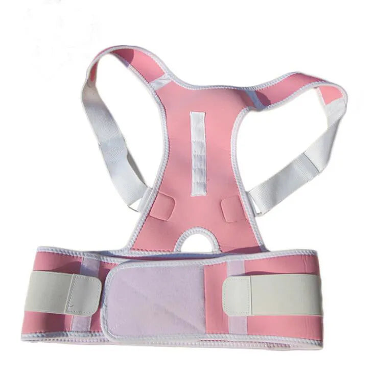 Magnetic posture corrector neoprene back brace in black, adjustable unisex lumbar support belt