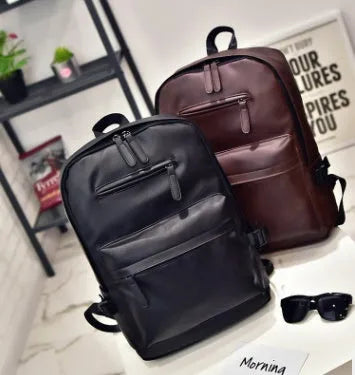 PU men's casual shoulder bag square vertical section black colour with stitching details and double strap