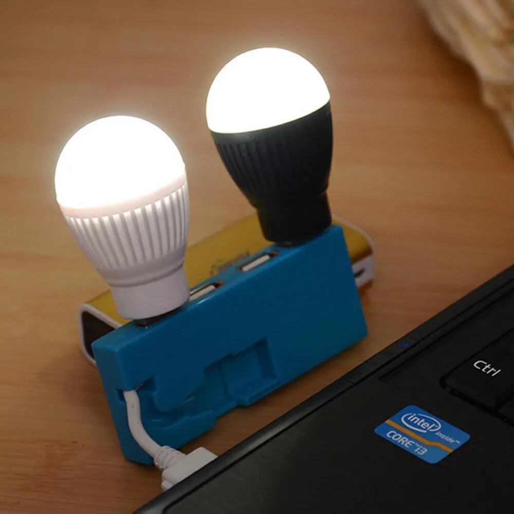 Mini USB LED lamp in black, white, red, green, or blue, 5V USB powered portable night light for power bank, computer, or USB socket.
