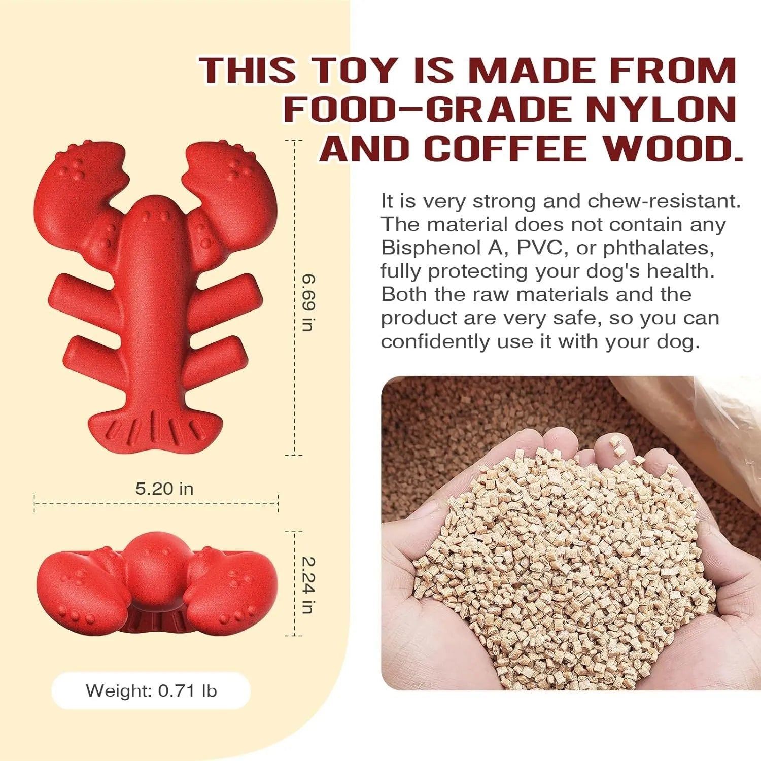 Red durable nylon dog chew toy for large breed aggressive chewers, shown on a white background.