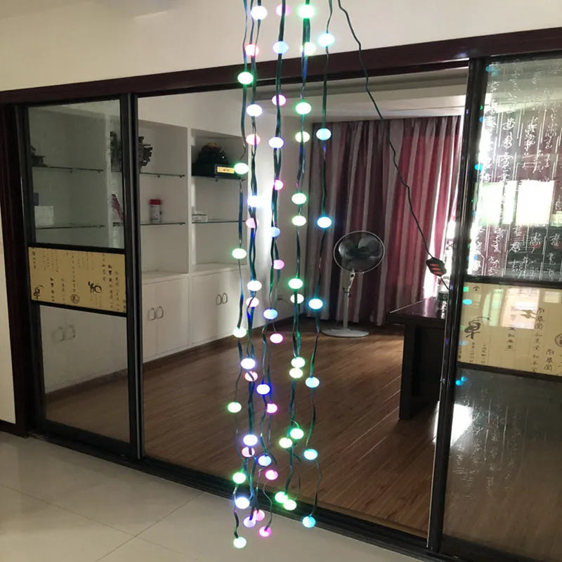 64 LED Christmas tree lights on 1.8 metre string with button control for dimming and colour change