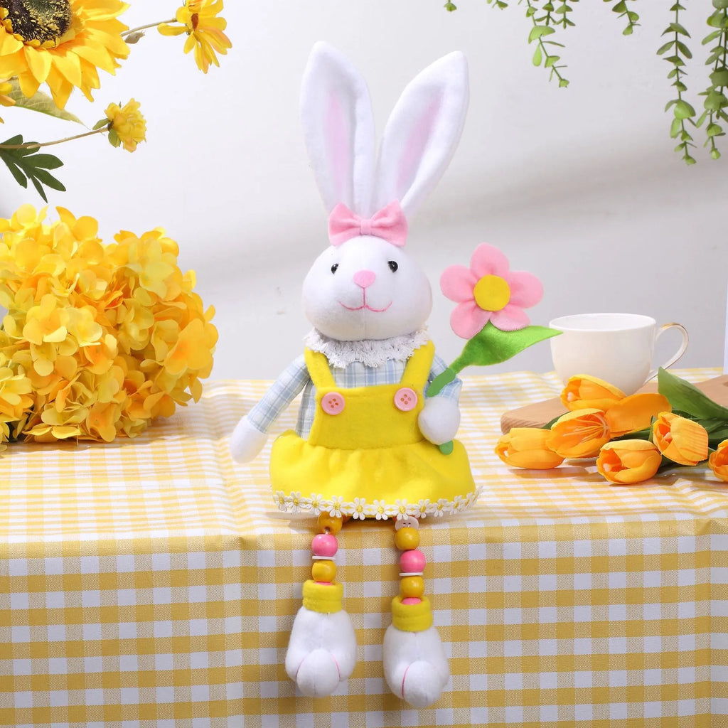 Easter bunny pastoral doll ornament in non-woven fabric in radish colour style for spring decoration