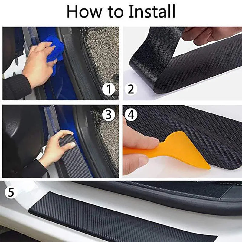 Roll of matte black 3D carbon fibre waterproof protection film for car door sills and bumpers.