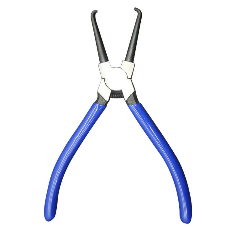 Caliper tubing pliers with iron construction and rubber-coated jaws for automotive fuel line connector work.