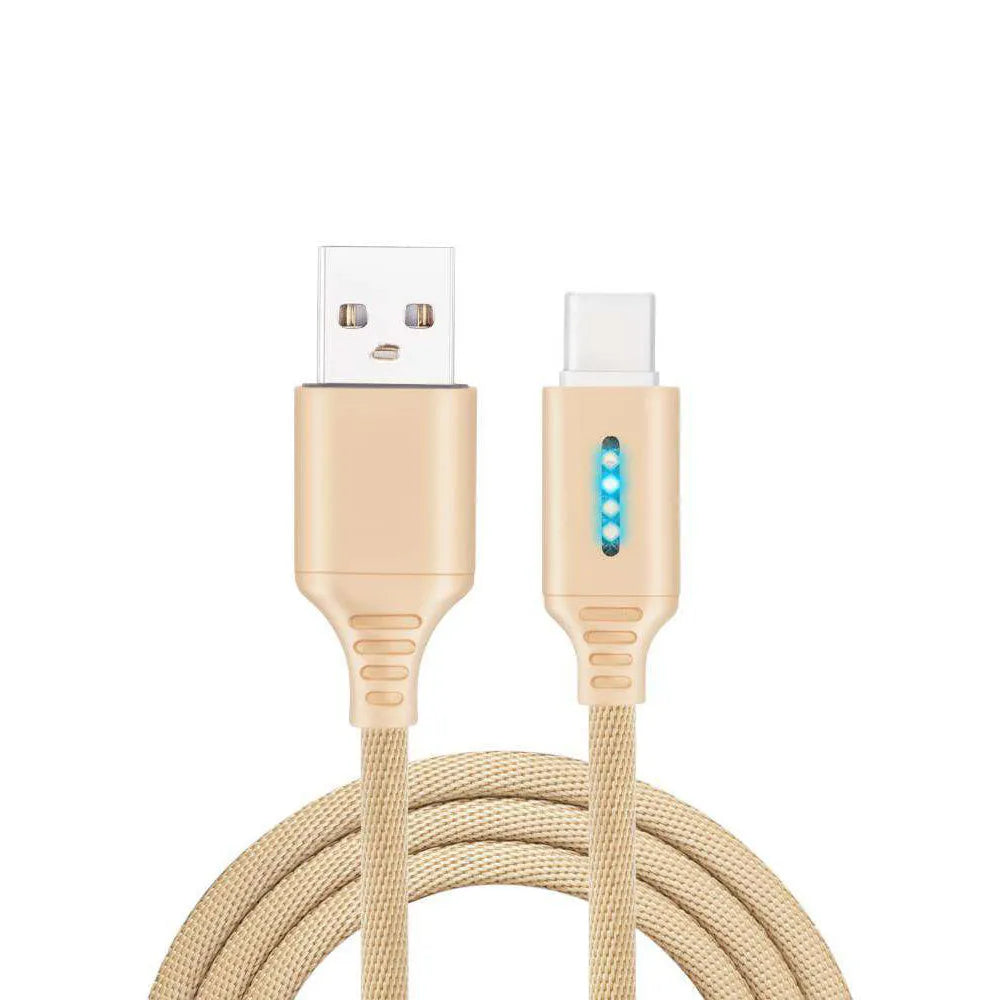 Fabric weaving fast charging cable showing woven texture and USB connector