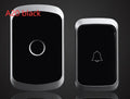 Wireless doorbell with receiver and transmitter units showing colour options and plug styles