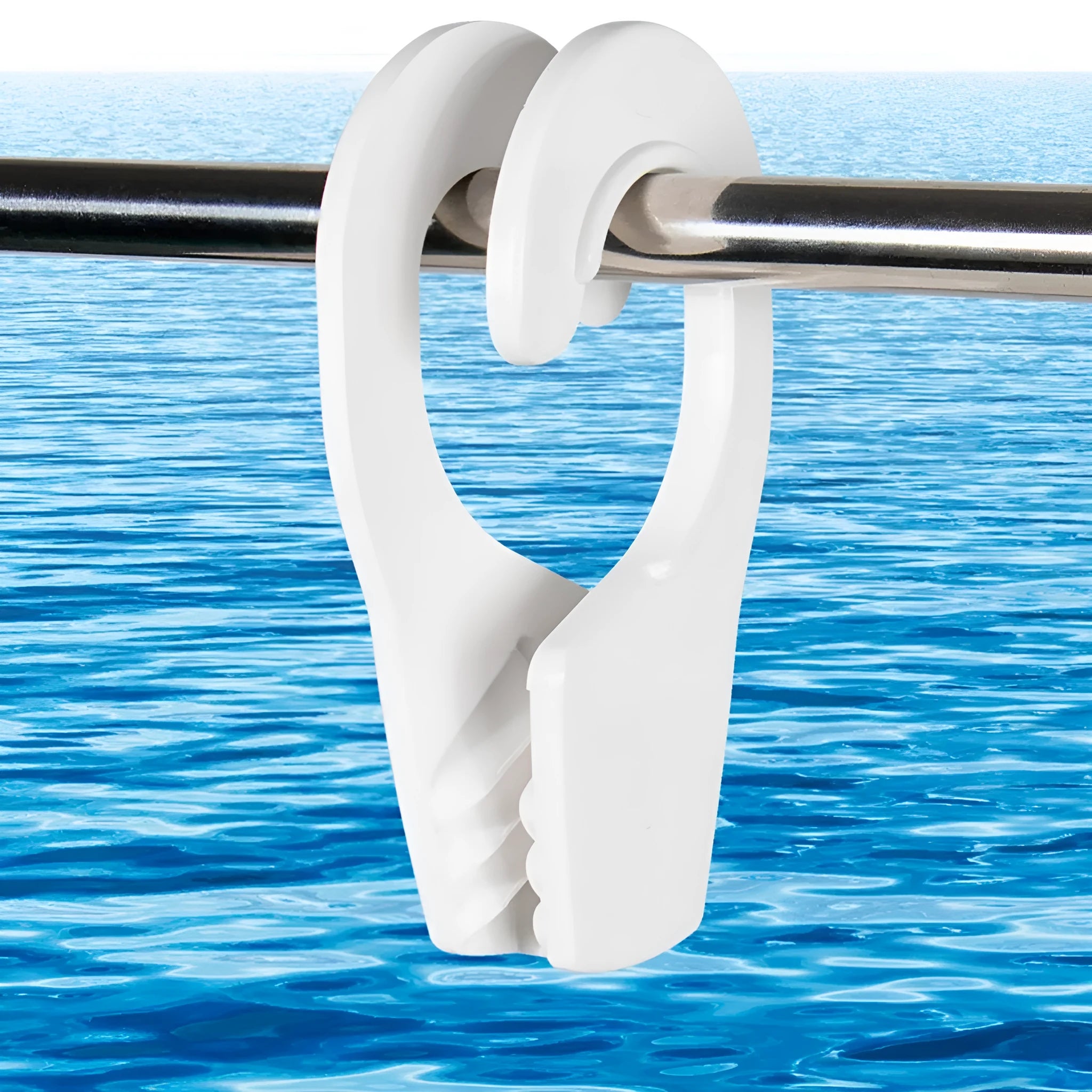 White ABS plastic marine anti-collision ball quick hook with two size options on display