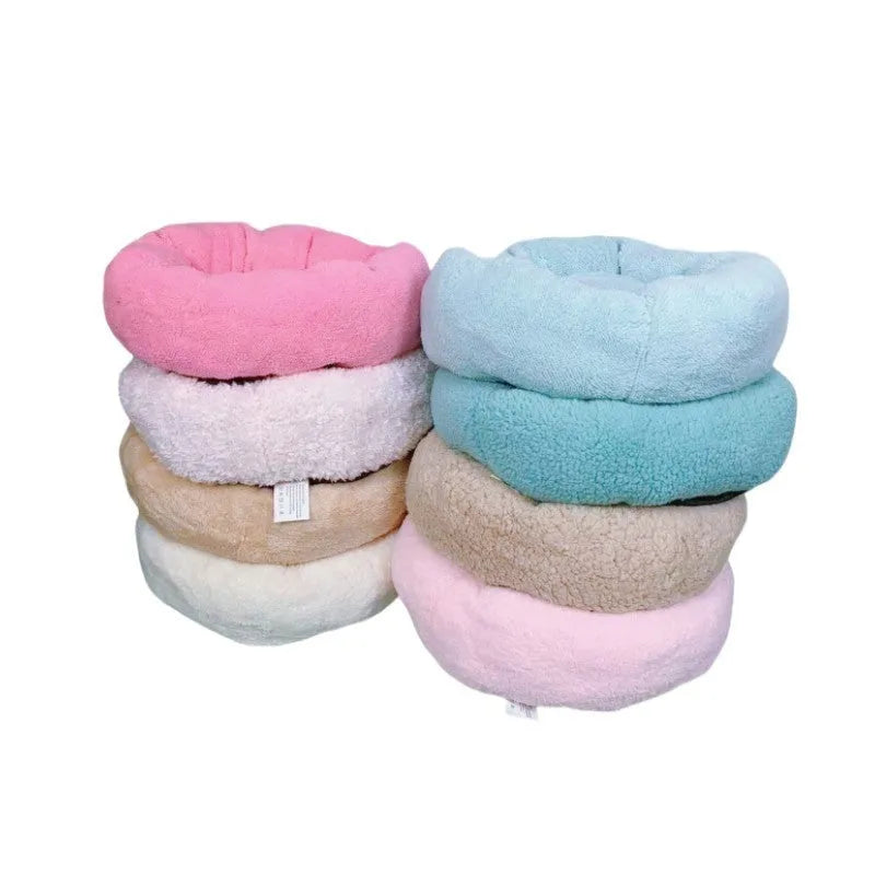 Round cloth dog mat pet bed in 35cm, 45cm and 58cm outer diameter sizes for small and medium dogs