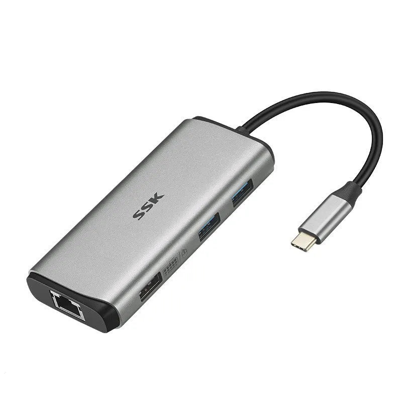 11-in-1 USB C hub adapter with HDMI VGA USB 3.0 Ethernet PD and card reader ports, metal casing