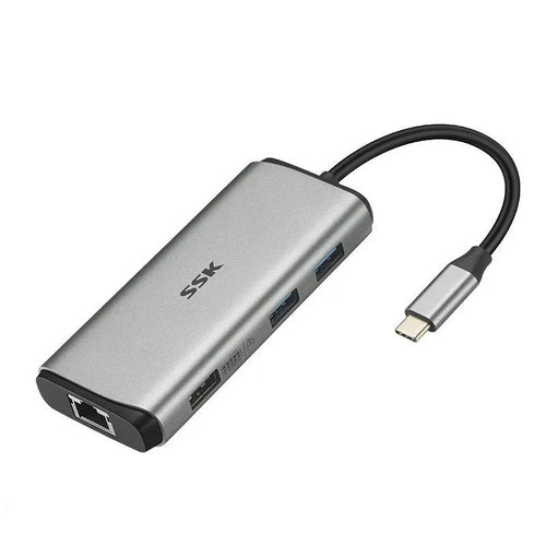 11-in-1 USB C hub adapter with HDMI VGA USB 3.0 Ethernet PD and card reader ports, metal casing