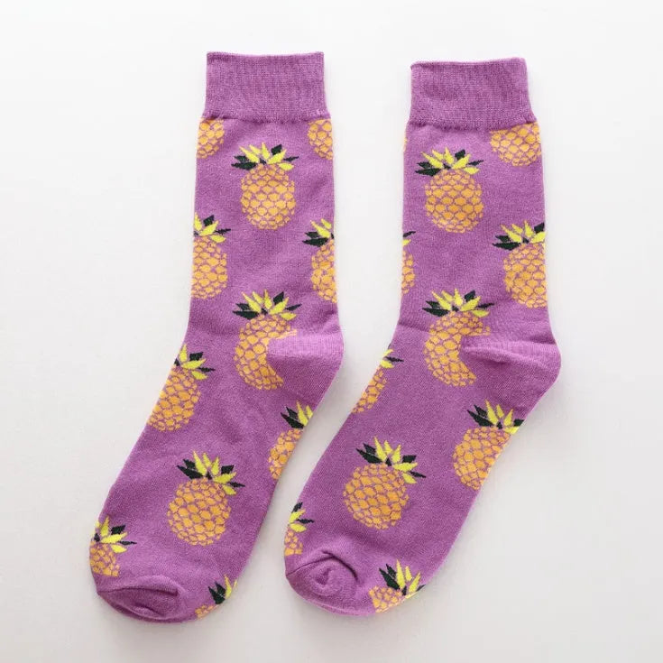 Happy fruit banana print tube socks for men women high-density cotton one size 39-43 colour options
