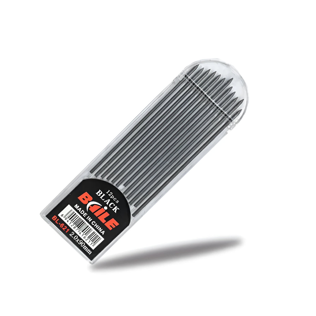 12 automatic lead refills 2.0mm 90mm in black and multicolour with PP casing