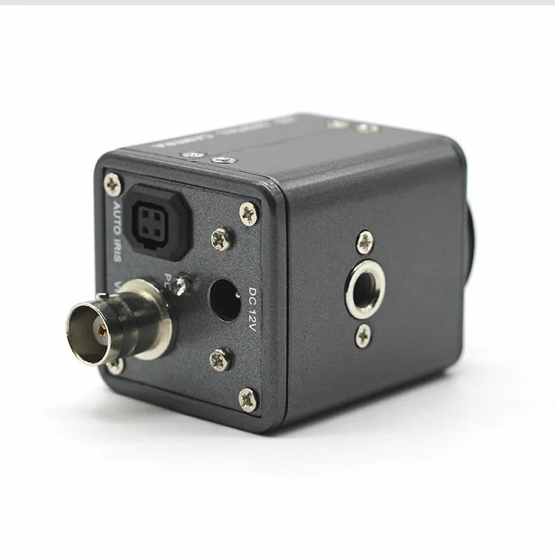 Hc-109 mini industrial metal camera for microscope use with gun-style body.