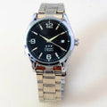 Men's automatic mechanical watch with 40.5mm dial, mineral glass, black dial, and pointer display