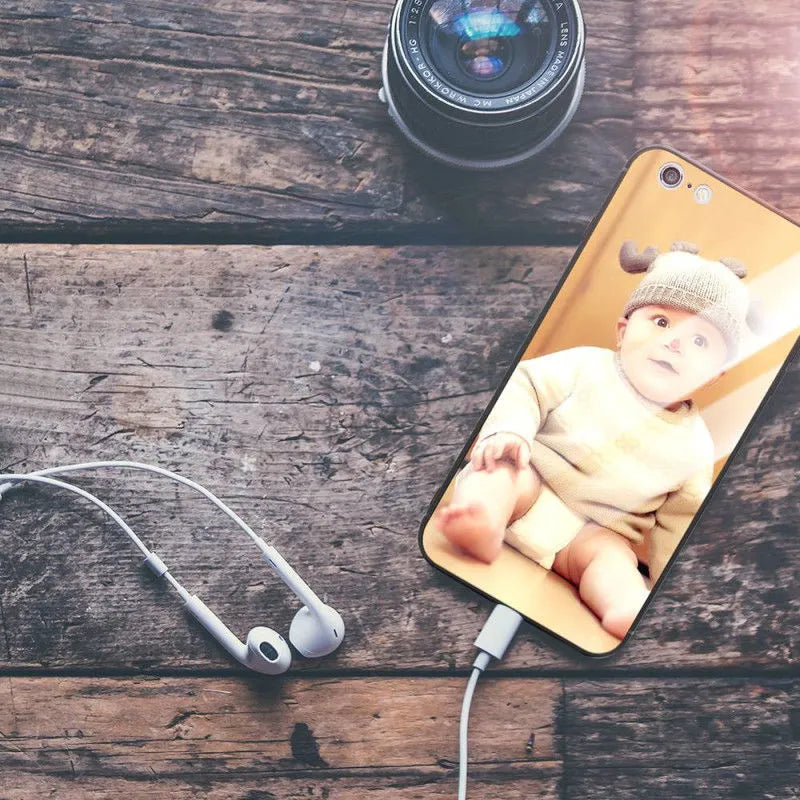Ultra-thin patterned iPhone case with raised edges showing on a smartphone.