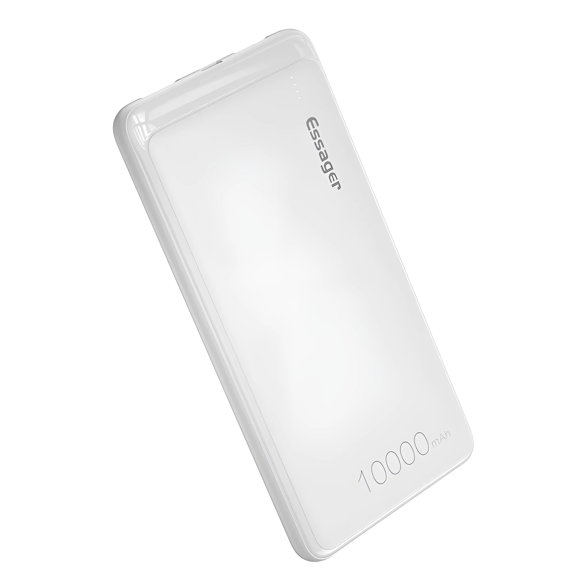 Essager Small Jane black and white 10000mAh portable power bank showing size and dual USB ports
