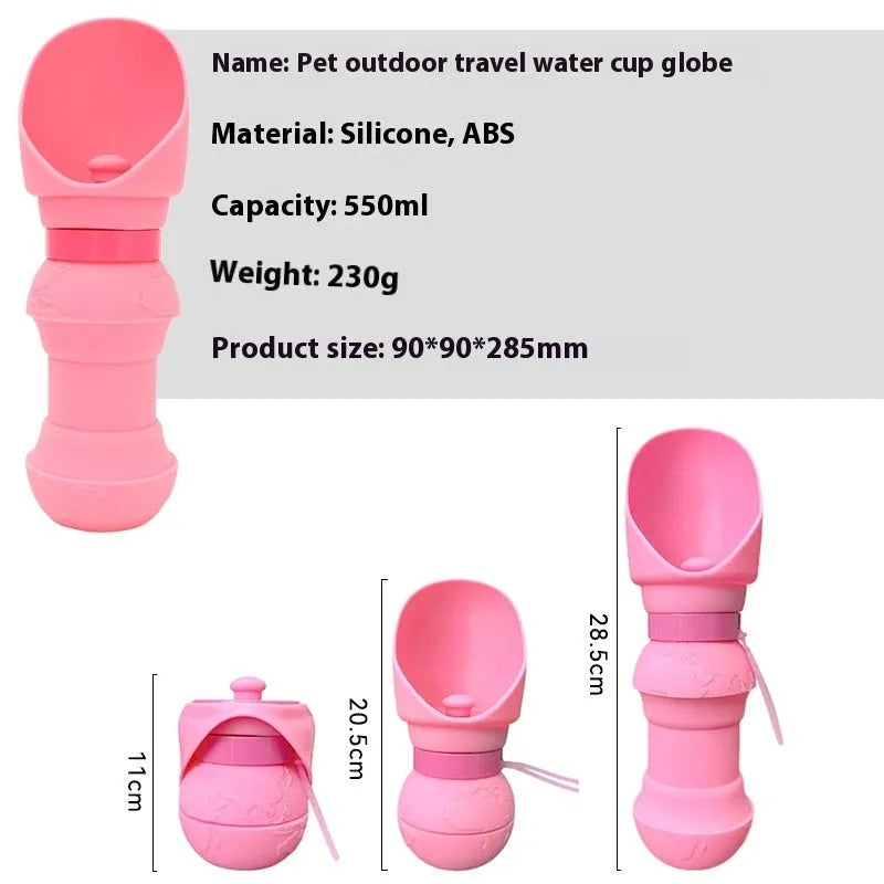 A collapsible silicone folding cup for pets, shown in a green pineapple colour with a 350ml capacity.