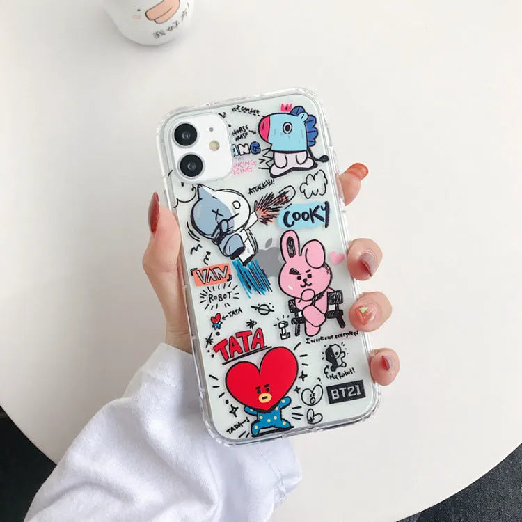 Cartoon dozing blue bear TPU mobile phone case for iPhone with air cushion material back cover