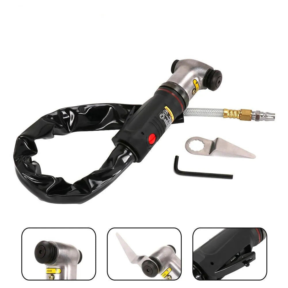 Pneumatic rubber tapping knife with aluminium alloy body, black rubber handle, and 200mm blade for cutting silicone sealant
