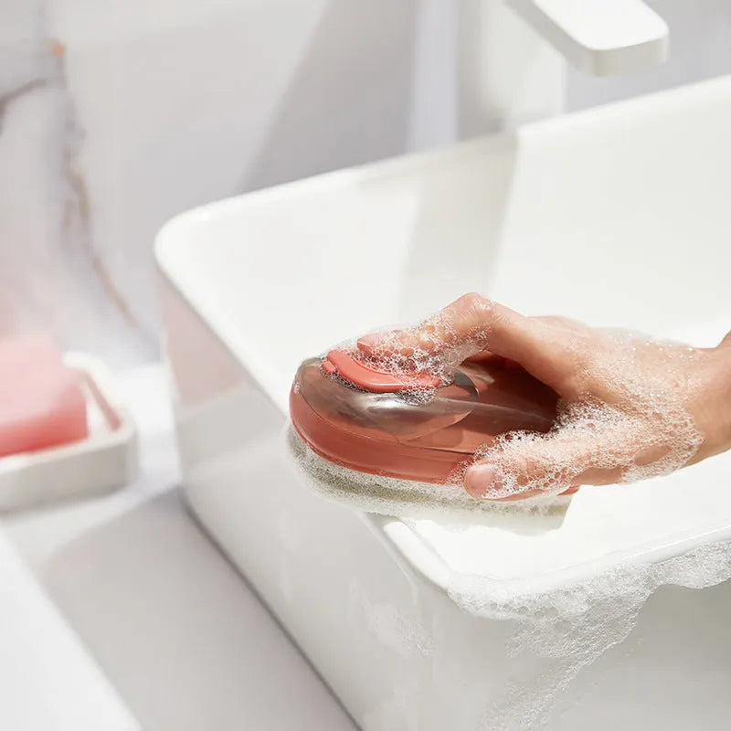 ABS automatic liquid cleaning brush with ergonomic handle for household shoe and laundry applications