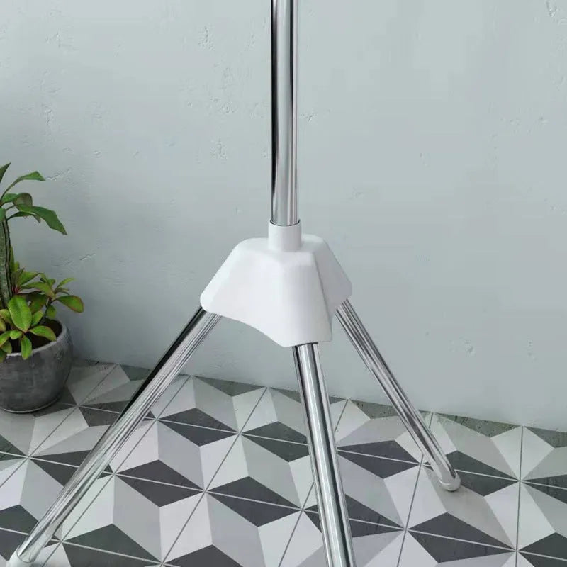 Three-layer stainless steel mobile drying rack with plastic clips for socks and delicate items