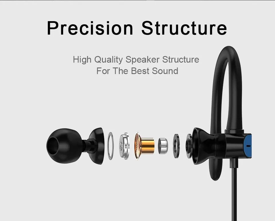 Black and blue universal ear hooks for PTM TS27 sports earbuds with adjustable design and silicone gel tips