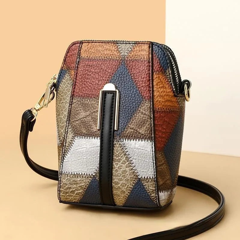 Soft PU stitching shoulder bag in irregular blue with black or brown, single strap, sandwich pocket.