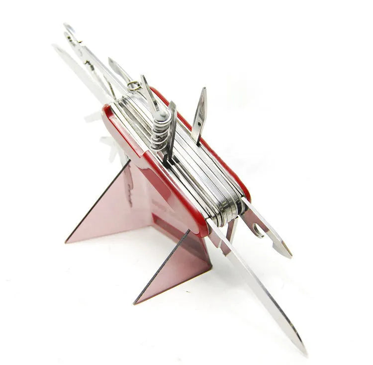 91mm multifunctional stainless steel pocket tool with pliers, scissors, saw, ruler, and bottle opener