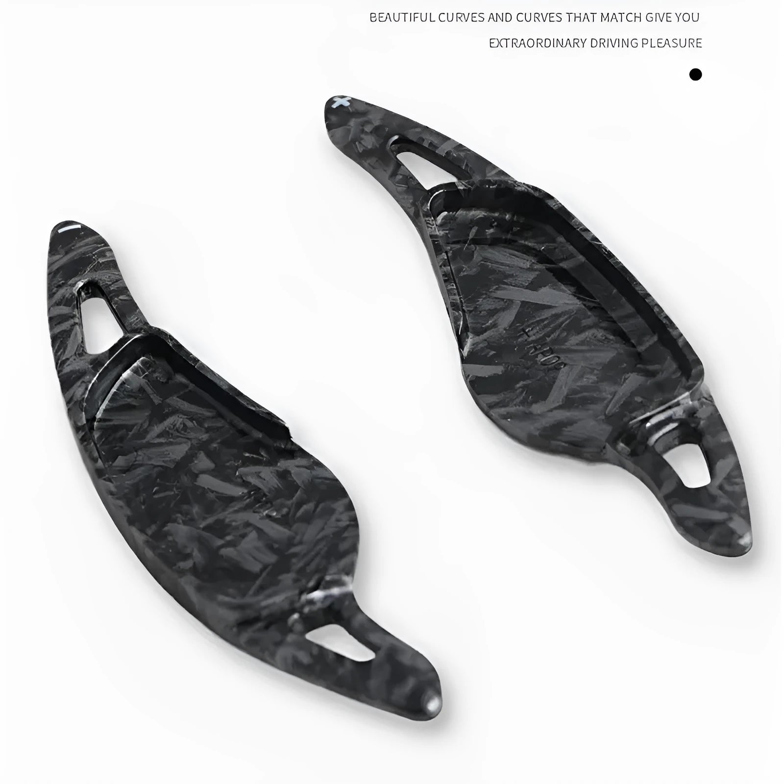 Carbon fibre pattern ABS plastic steering wheel shift paddle replacement for car interior modification.