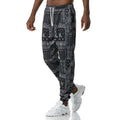 Ethnic printed straight-leg slacks in basic Korean style, mid-rise waist, no belt, available in multiple sizes