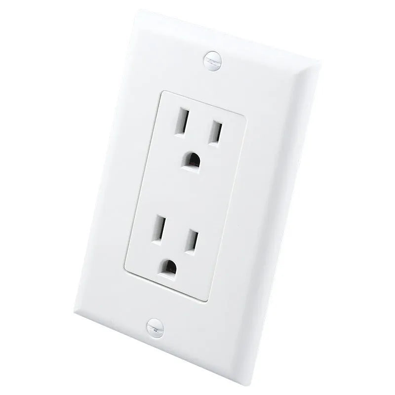 White LED socket induction night light installed in electrical outlet with automatic sensor