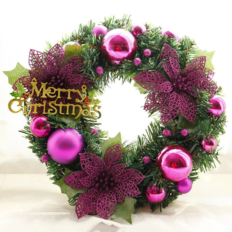 30cm plastic Christmas wreath in multicolour options for door or garden display